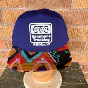 Sammons Trucking Montanna Vintage 90s Snapback Hat Cap Graffiti Colorful Brim